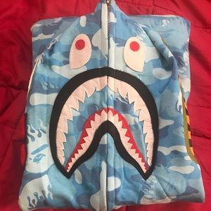 Blue fire came bape hoodie